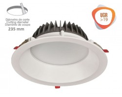 Downlight LED Redondo empotrar Blanco SMD 30W, corte 235mm, UGR19